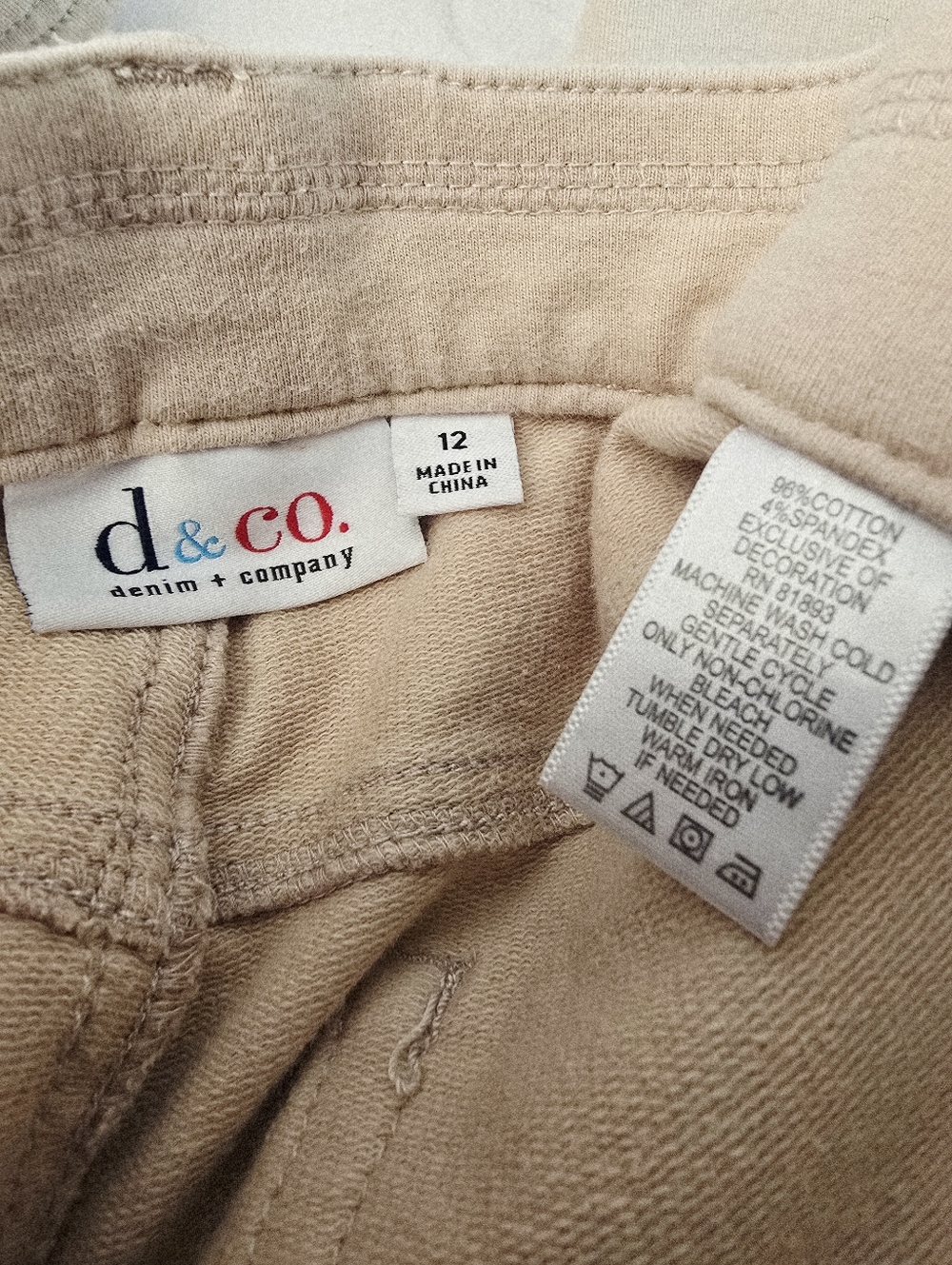 Denim & Co. Sz 12 Regular Beige Cozy Touch Baby Boot Pull-On Jean - Picture 9 of 11